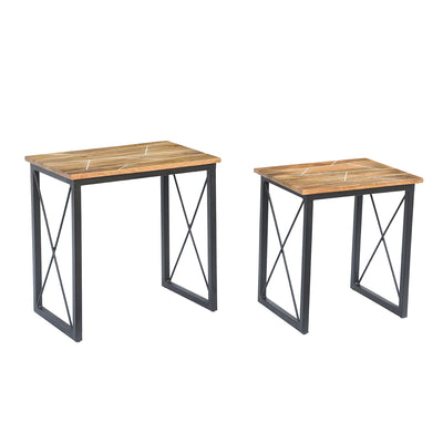 Mosaic Side Table Set (2) in Natural Finish