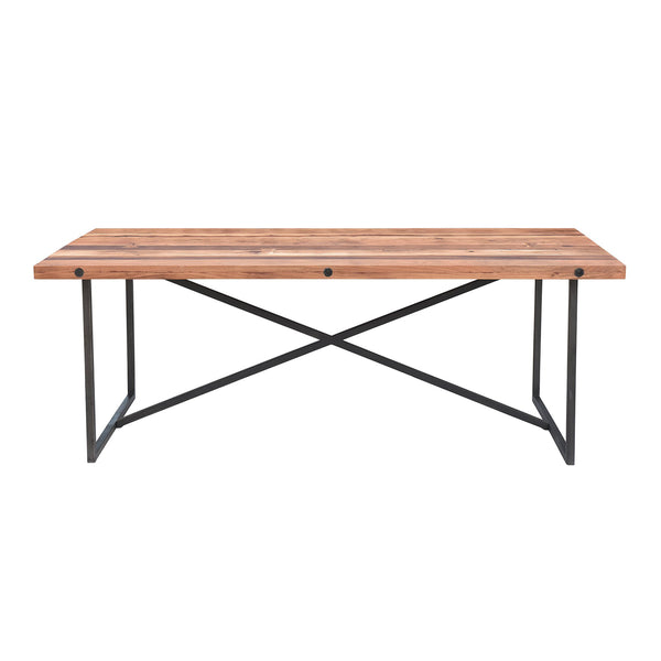 Railwood 8-Seat Dining Table in Mid-tone Brown Finish