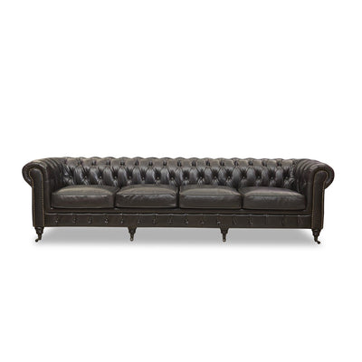 Vintage 4-Seater Leather Chesterfield Sofa