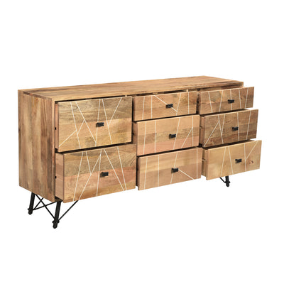 Mosaic 9-Drawer Bedroom Dresser in Natural Finish