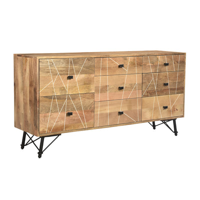 Mosaic 9-Drawer Bedroom Dresser in Natural Finish