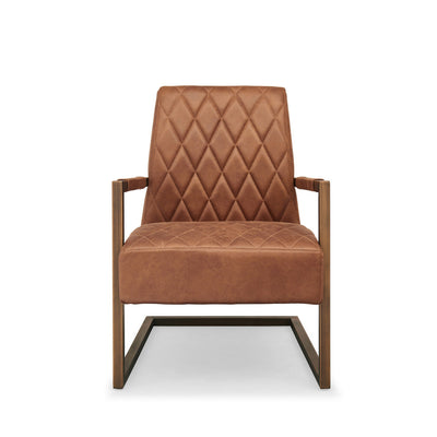 Bronson Faux Leather Armchair in Vintage Brown