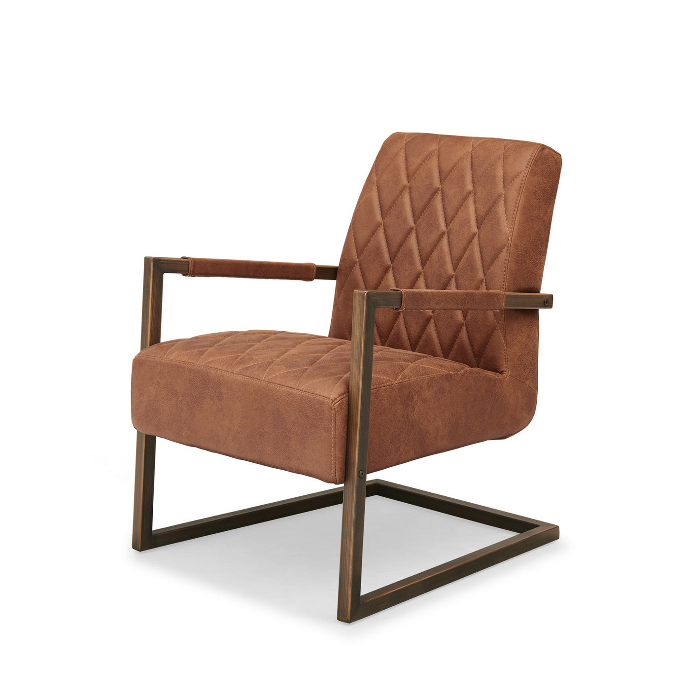 Bronson Faux Leather Armchair in Vintage Brown