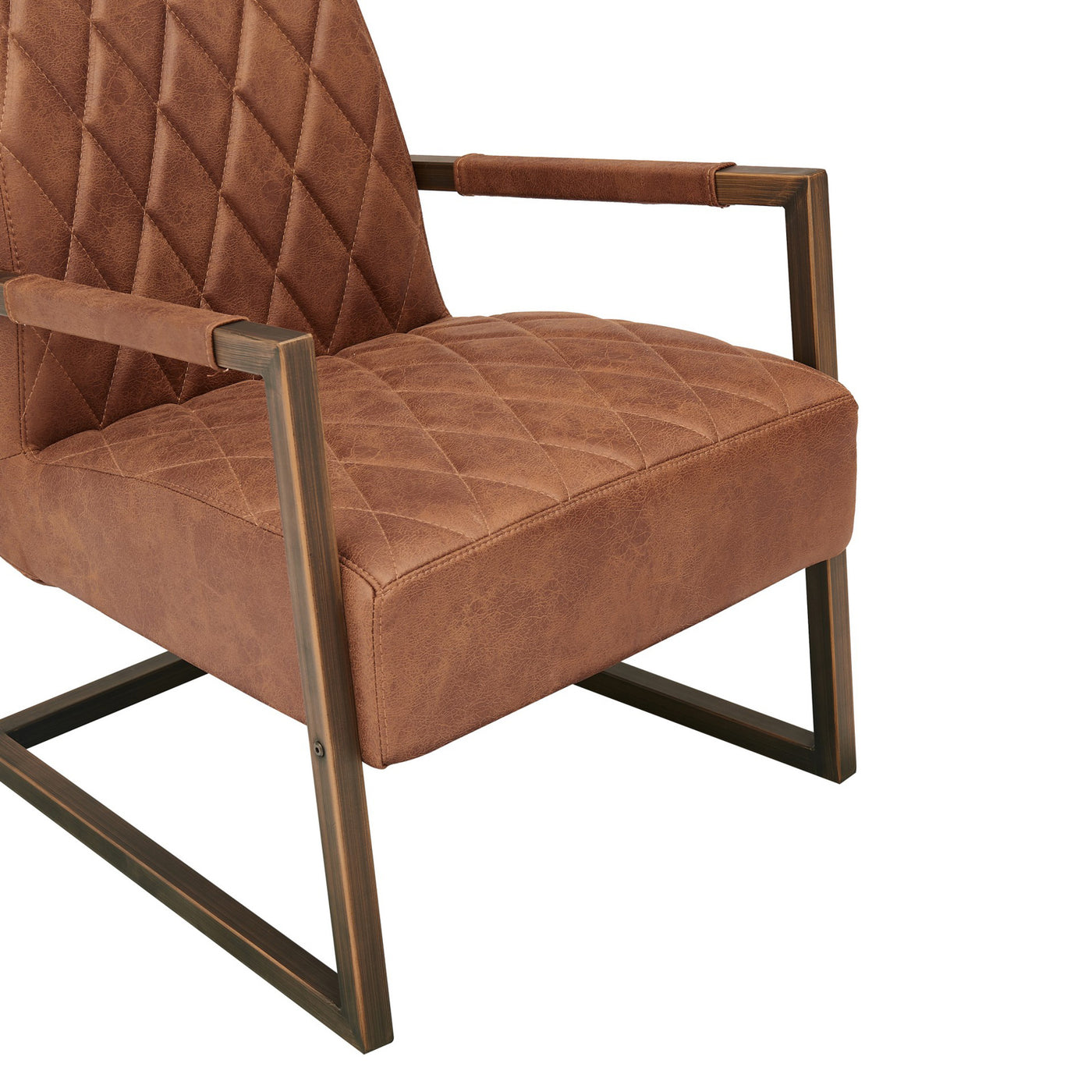 Bronson Faux Leather Armchair in Vintage Brown