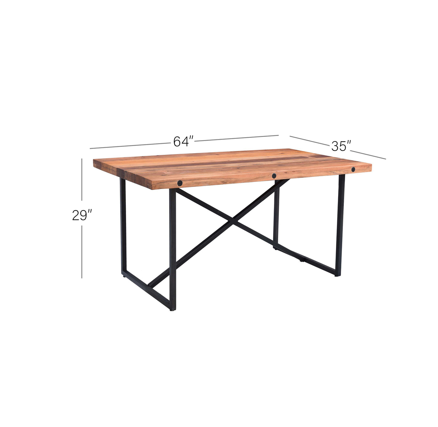 Railwood 6-Seat Dining Table in Mid-tone Brown Finish