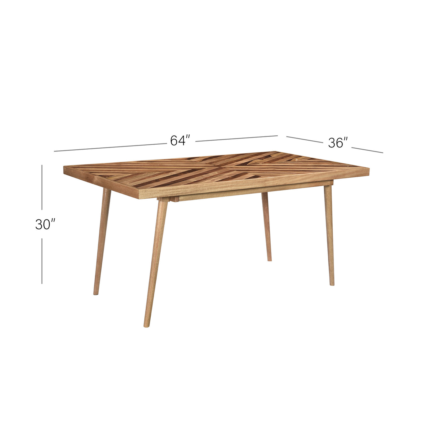 Hart Rectangular 6-Seat Dining Table in Light Honey Finish—Small