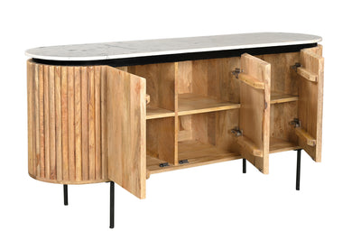 Lunas Dining Buffet in Mango Wood & White Marble