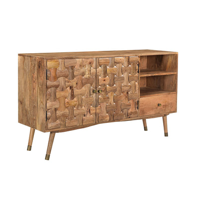 Clio Wood Buffet Cabinet in Light Honey Finish