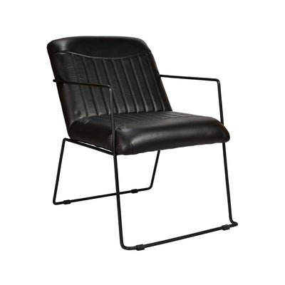 Clancy Goat Leather Armchair in Black