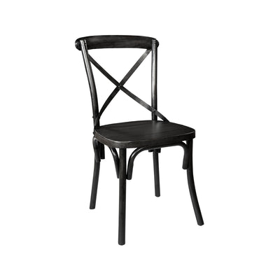 Industrial Dining Chair (Style II)—Distressed Metal in Black