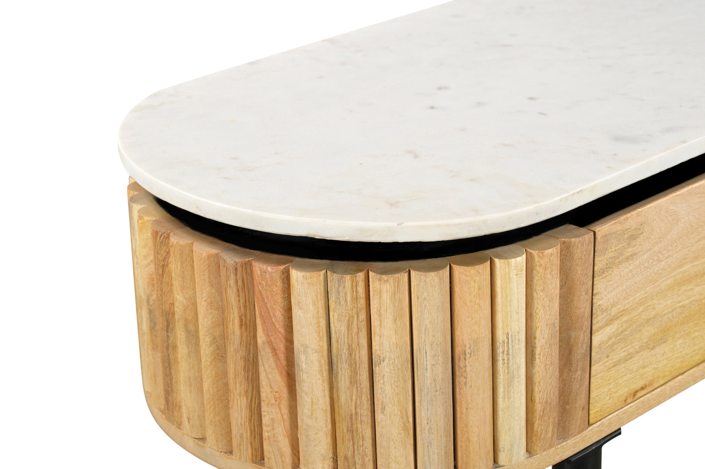 Lunas Console in Mango Wood & White Marble