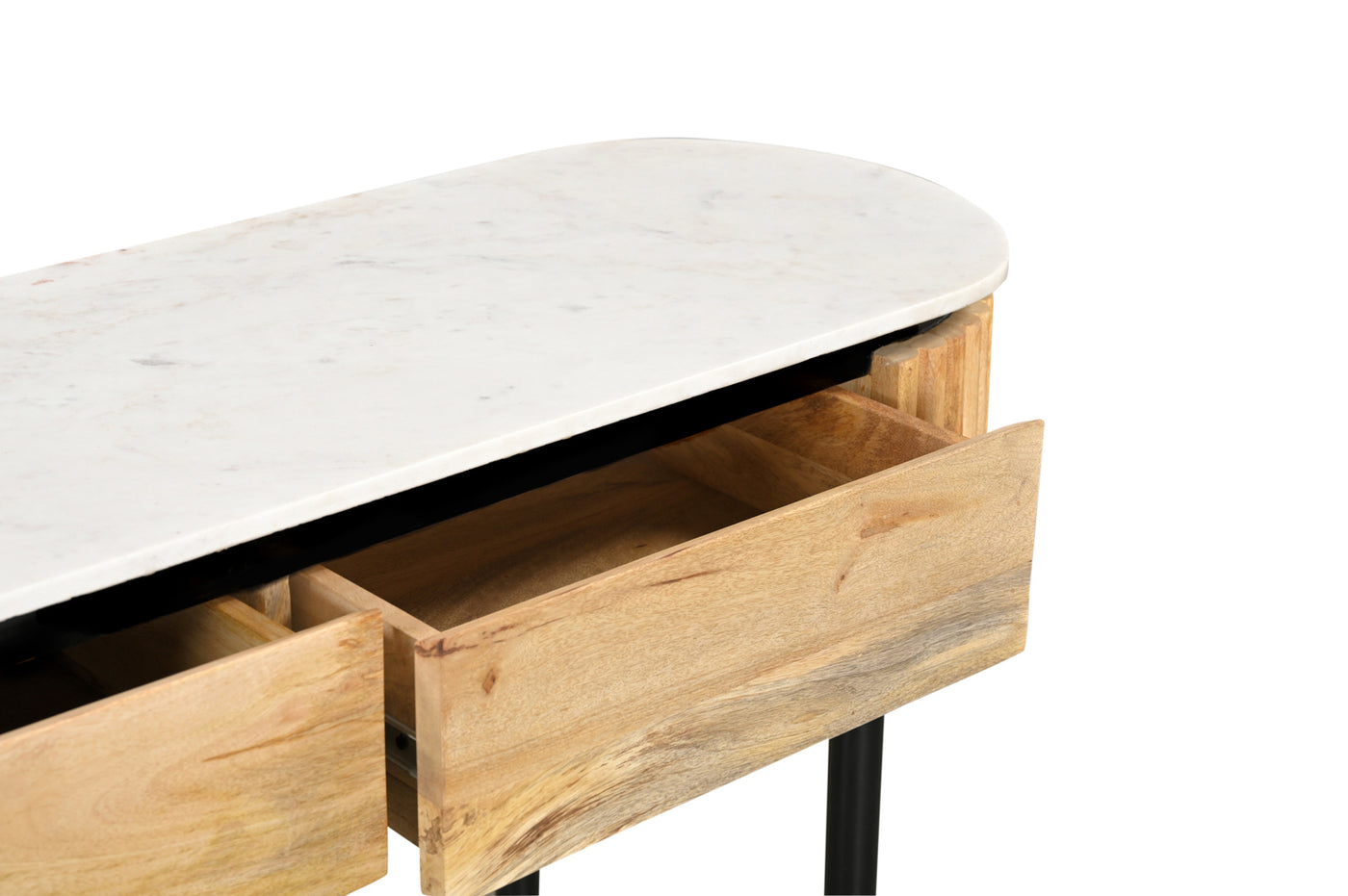 Lunas Console in Mango Wood & White Marble