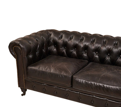 Vintage 3-Seater Leather Chesterfield Sofa