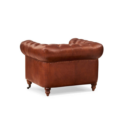 Vintage Single-Seat Leather Chesterfield Sofa