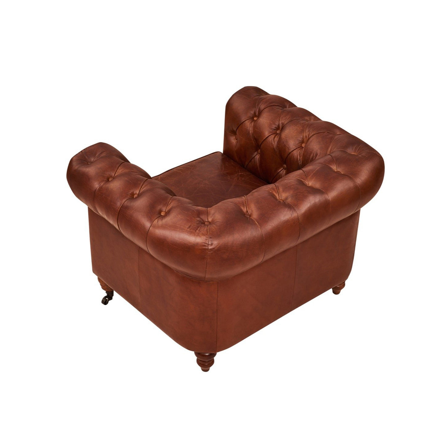 Vintage Single-Seat Leather Chesterfield Sofa