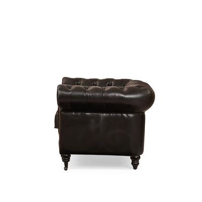 Vintage Single-Seat Leather Chesterfield Sofa