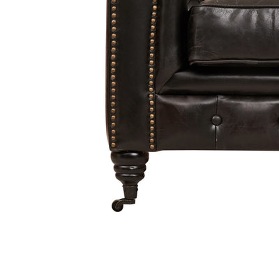 Vintage Single-Seat Leather Chesterfield Sofa