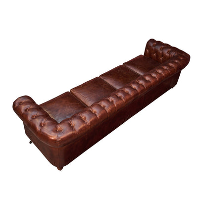 Vintage 4-Seater Leather Chesterfield Sofa