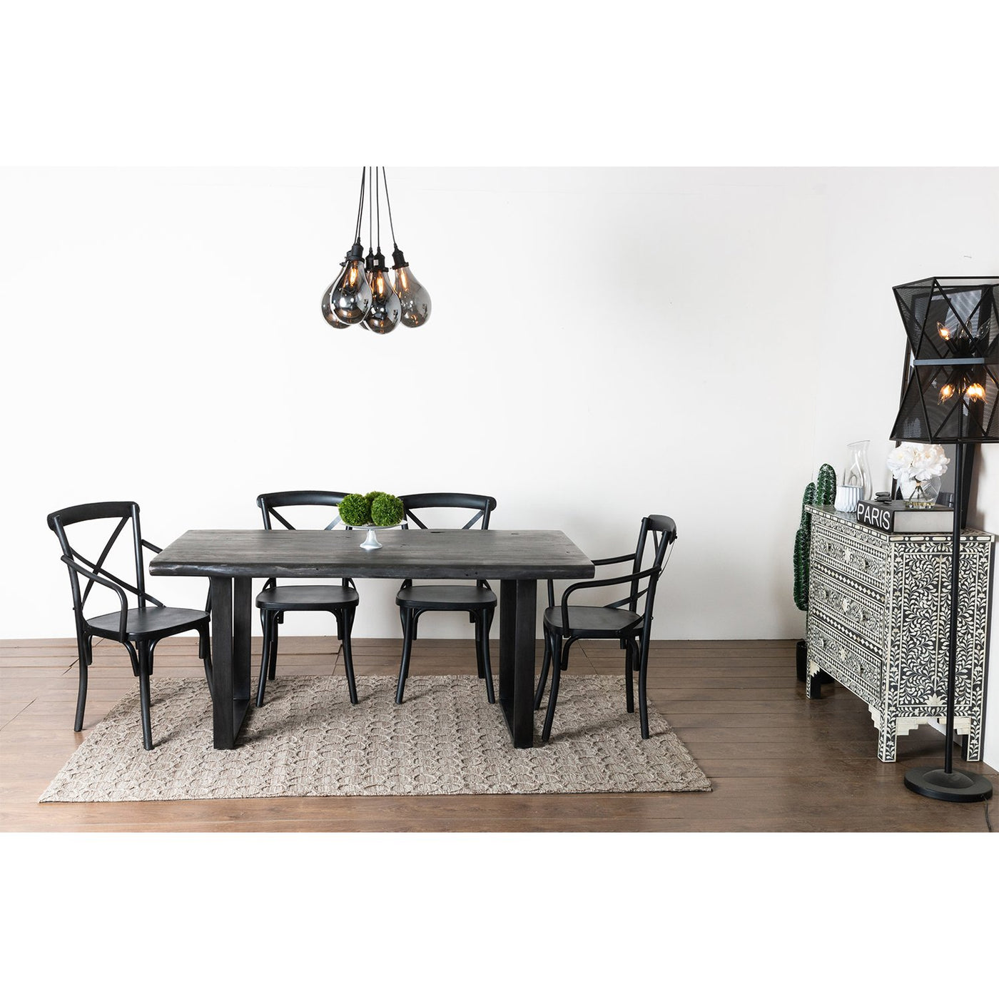 Industrial Dining Chair (Style II)—Distressed Metal in Black