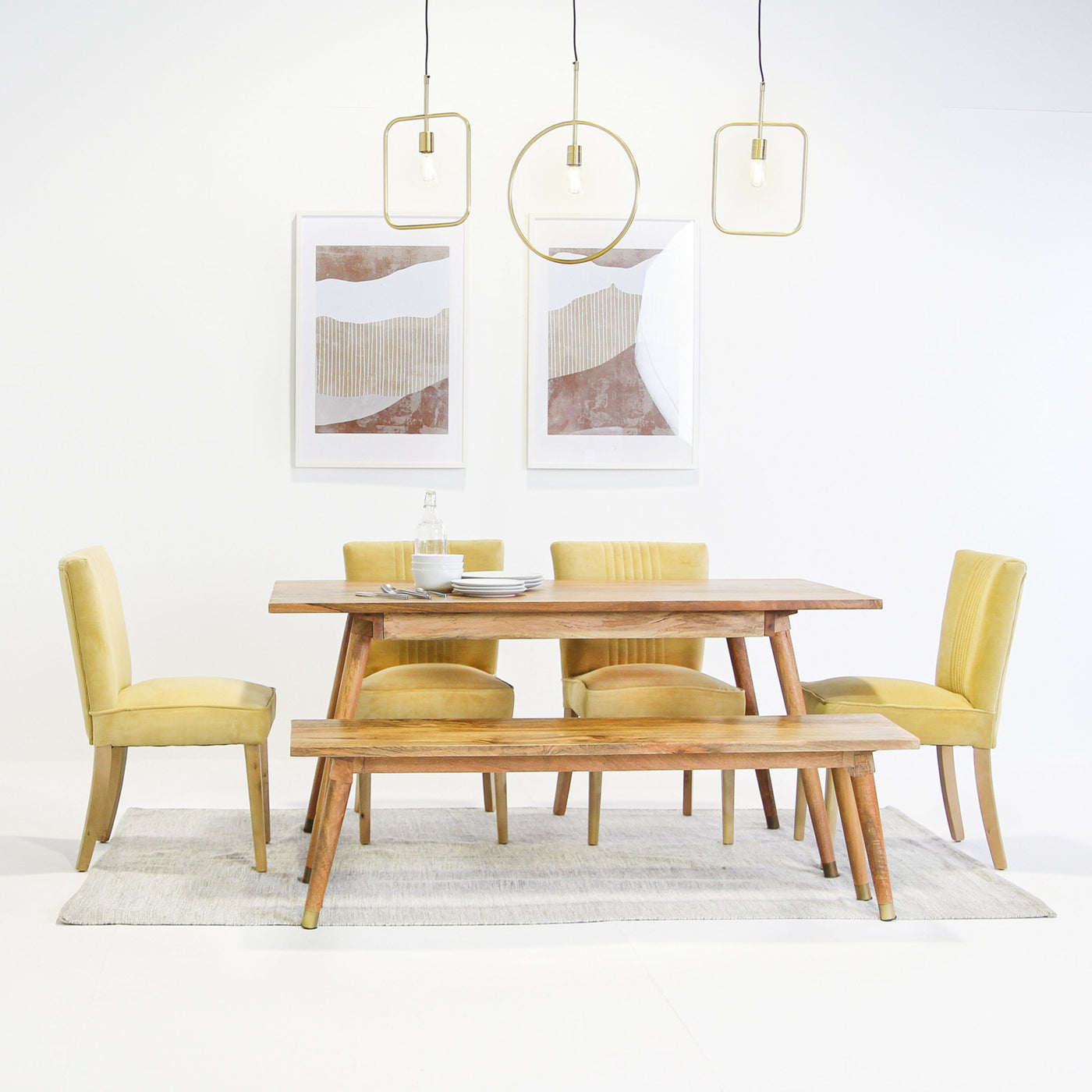 Clio 6-Seat Dining Table in Light Honey Finish