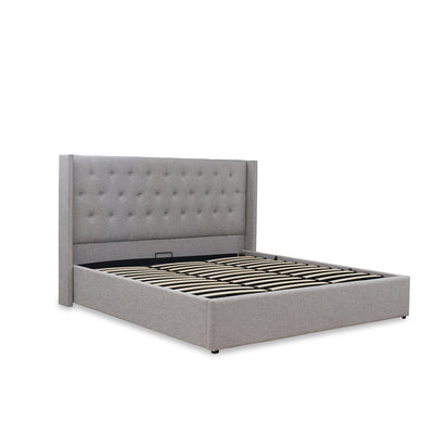 Harven Upholstered Bed Frame in Off White/Silver