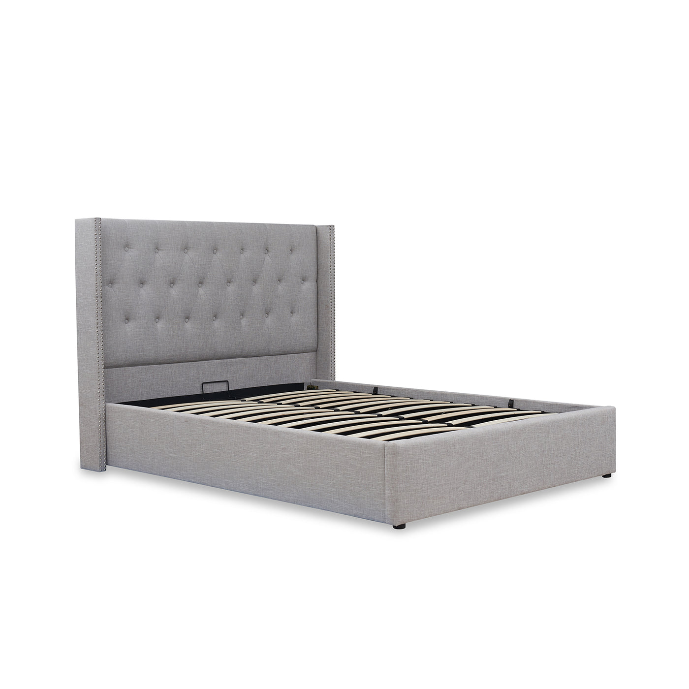 Harven Upholstered Bed Frame in Off White/Silver