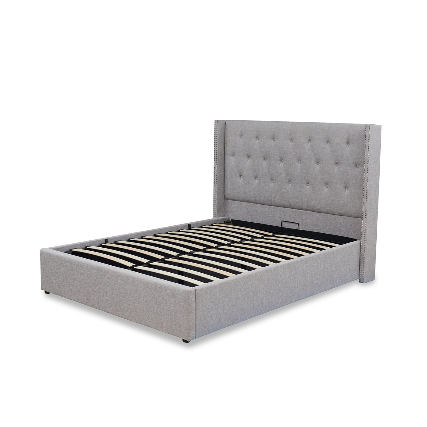 Harven Upholstered Bed Frame in Off White/Silver