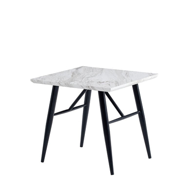 Micah End Table in White Faux Marble