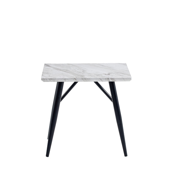 Micah End Table in White Faux Marble