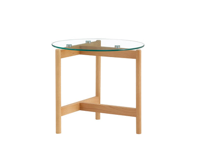 Jansen Round End Table in Glass & White Oak