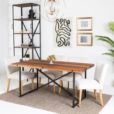 Railwood 6-Seat Dining Table in Mid-tone Brown Finish