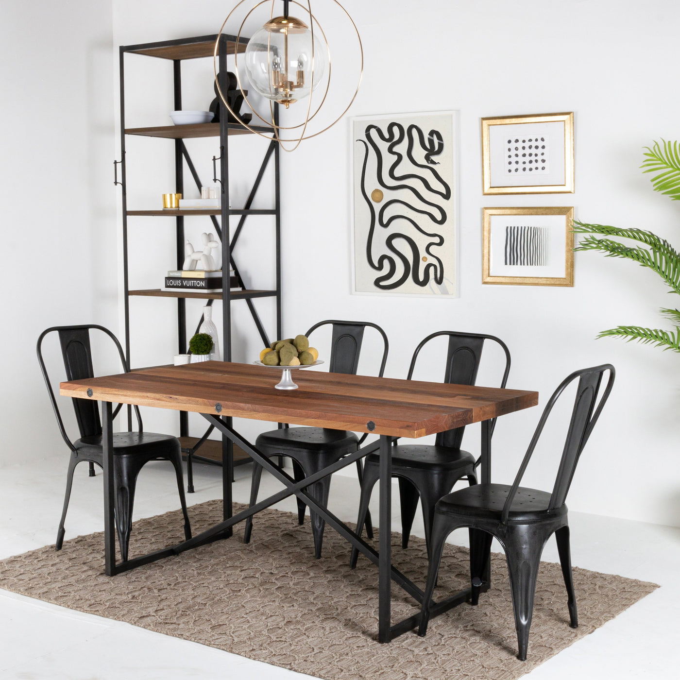 Railwood 6-Seat Dining Table in Mid-tone Brown Finish