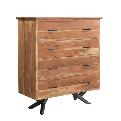 Bois et Cuir's Streamline Series 4-Drawer Chest of Drawers in Dark Brown Finish