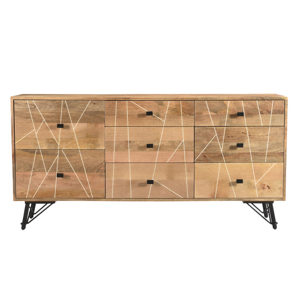 Mosaic 9-Drawer Bedroom Dresser in Natural Finish