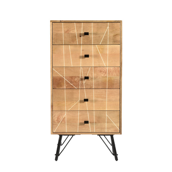 Mosaic 5-Drawer Chest of Drawers in Natural Finish