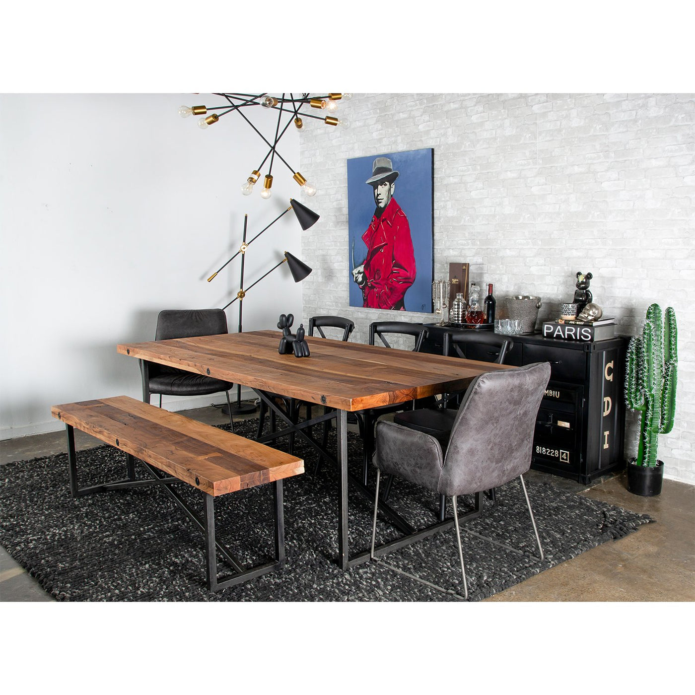 Railwood 8-Seat Dining Table in Mid-tone Brown Finish