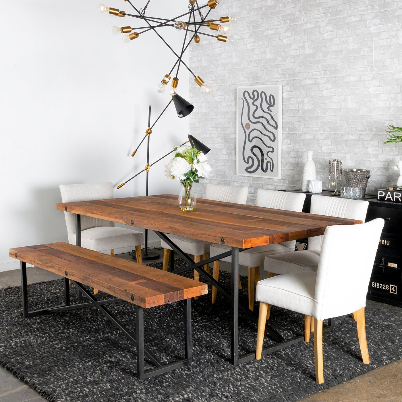 Railwood 8-Seat Dining Table in Mid-tone Brown Finish