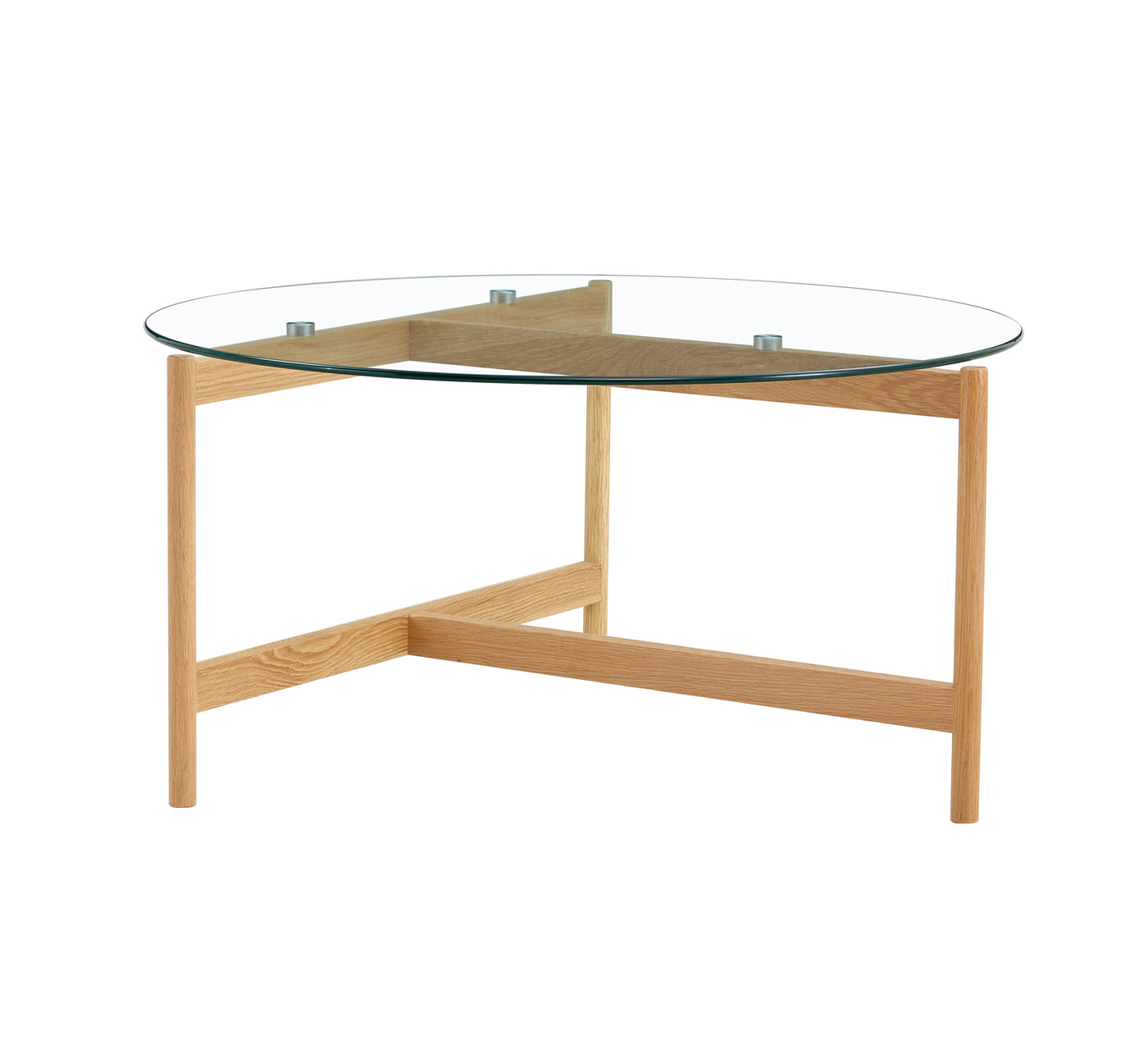 Jansen Round Cocktail Table in Glass & White Oak