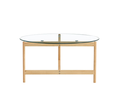 Jansen Round Cocktail Table in Glass & White Oak