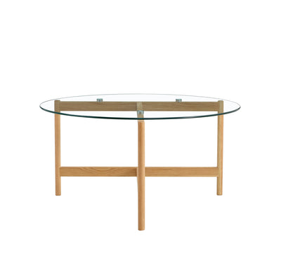 Jansen Round Cocktail Table in Glass & White Oak