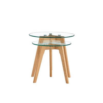 Olav Round Nesting End Tables in Glass & White Oak