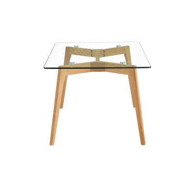 Olav Rectangular Cocktail Table in Glass & White Oak