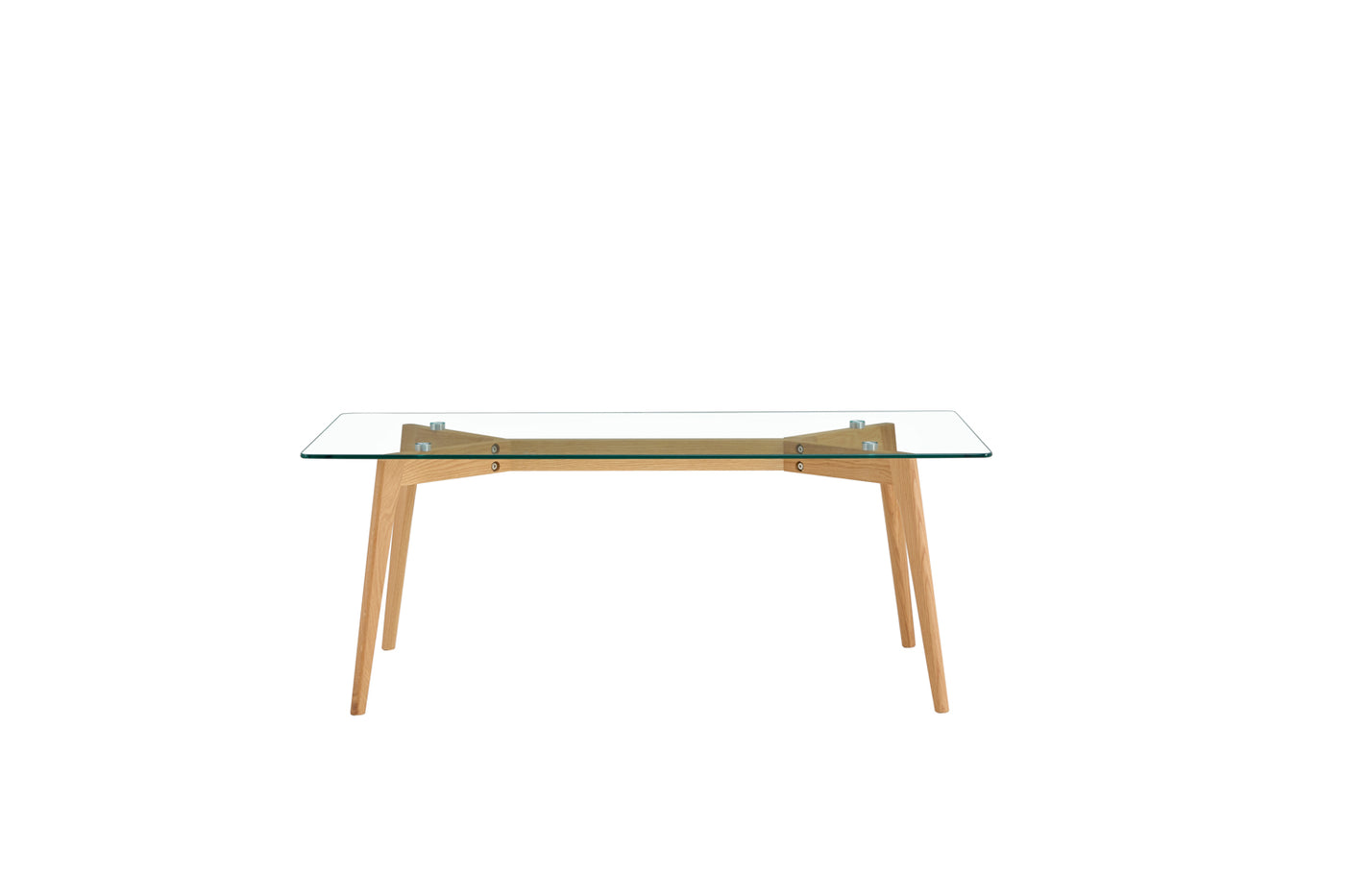 Olav Rectangular Cocktail Table in Glass & White Oak