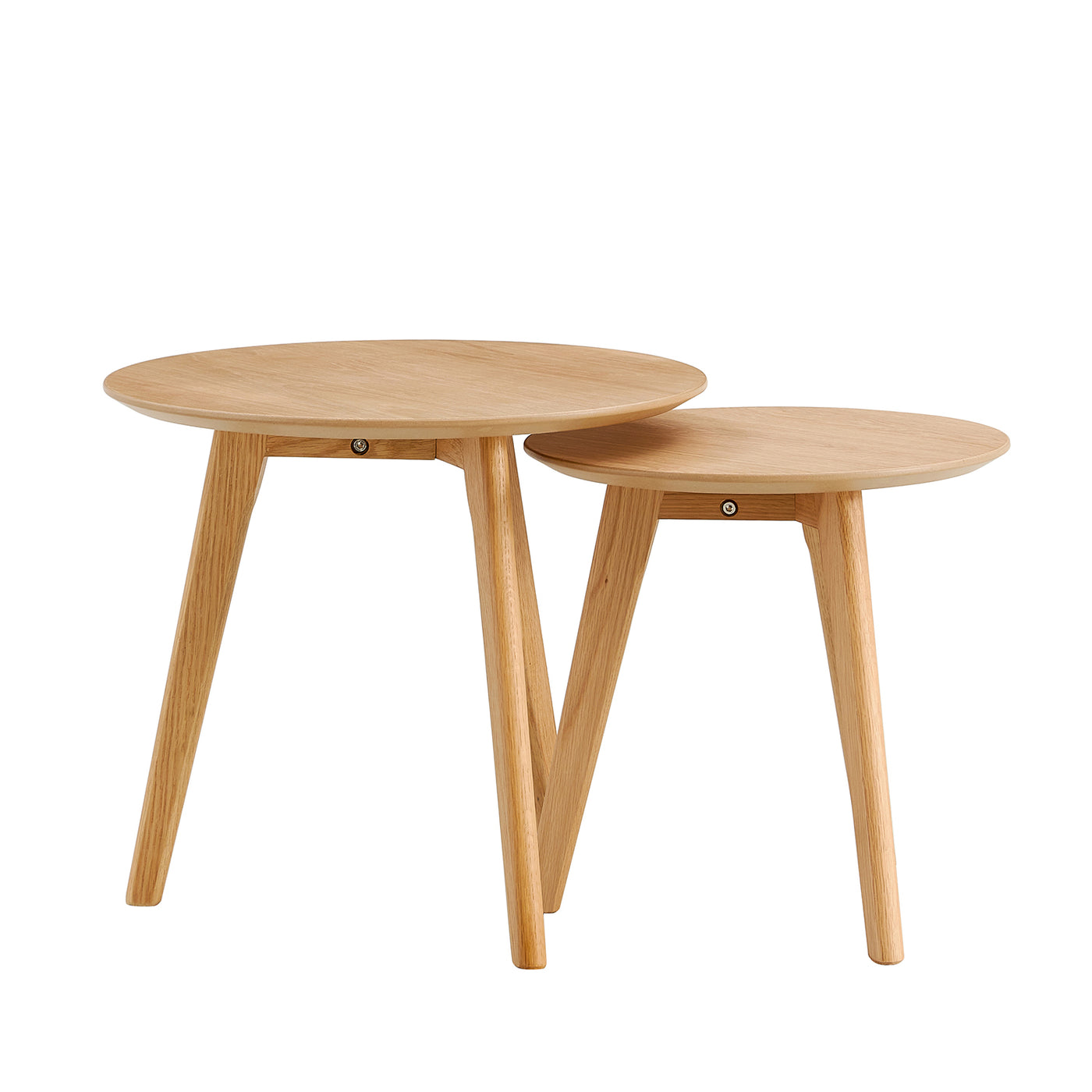 Freya Round Nesting End Tables in White Oak Finish