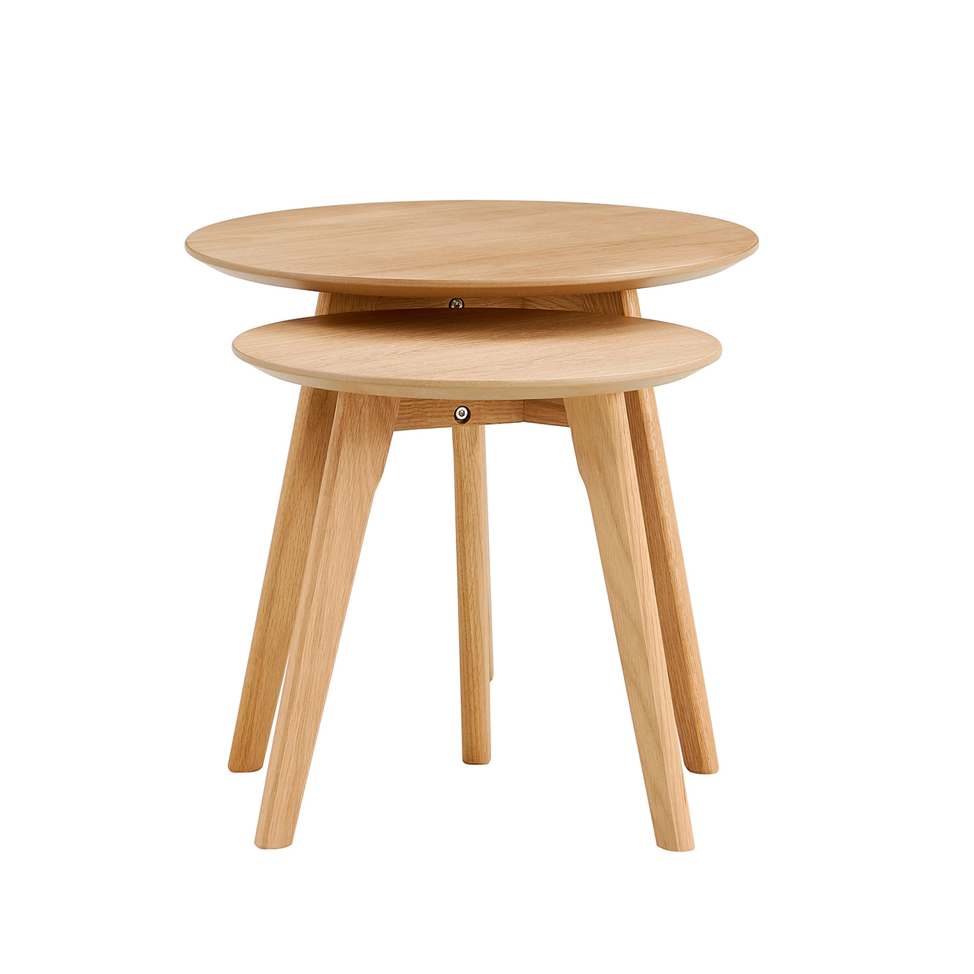 Freya Round Nesting End Tables in White Oak Finish