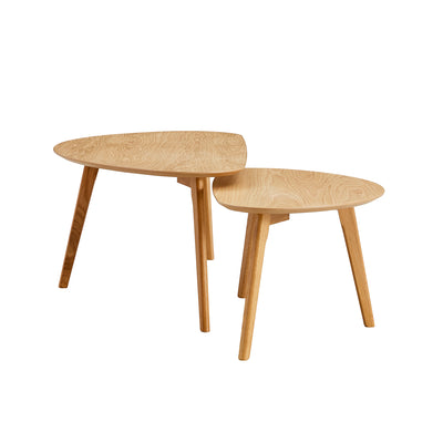 Freya Kidney-shaped Nesting Cocktail Tables in White Oak