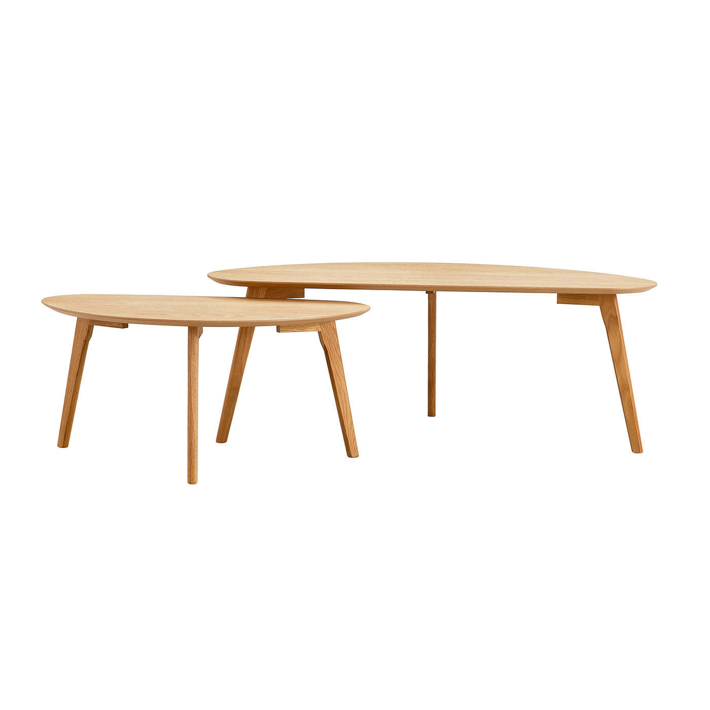 Freya Kidney-shaped Nesting Cocktail Tables in White Oak