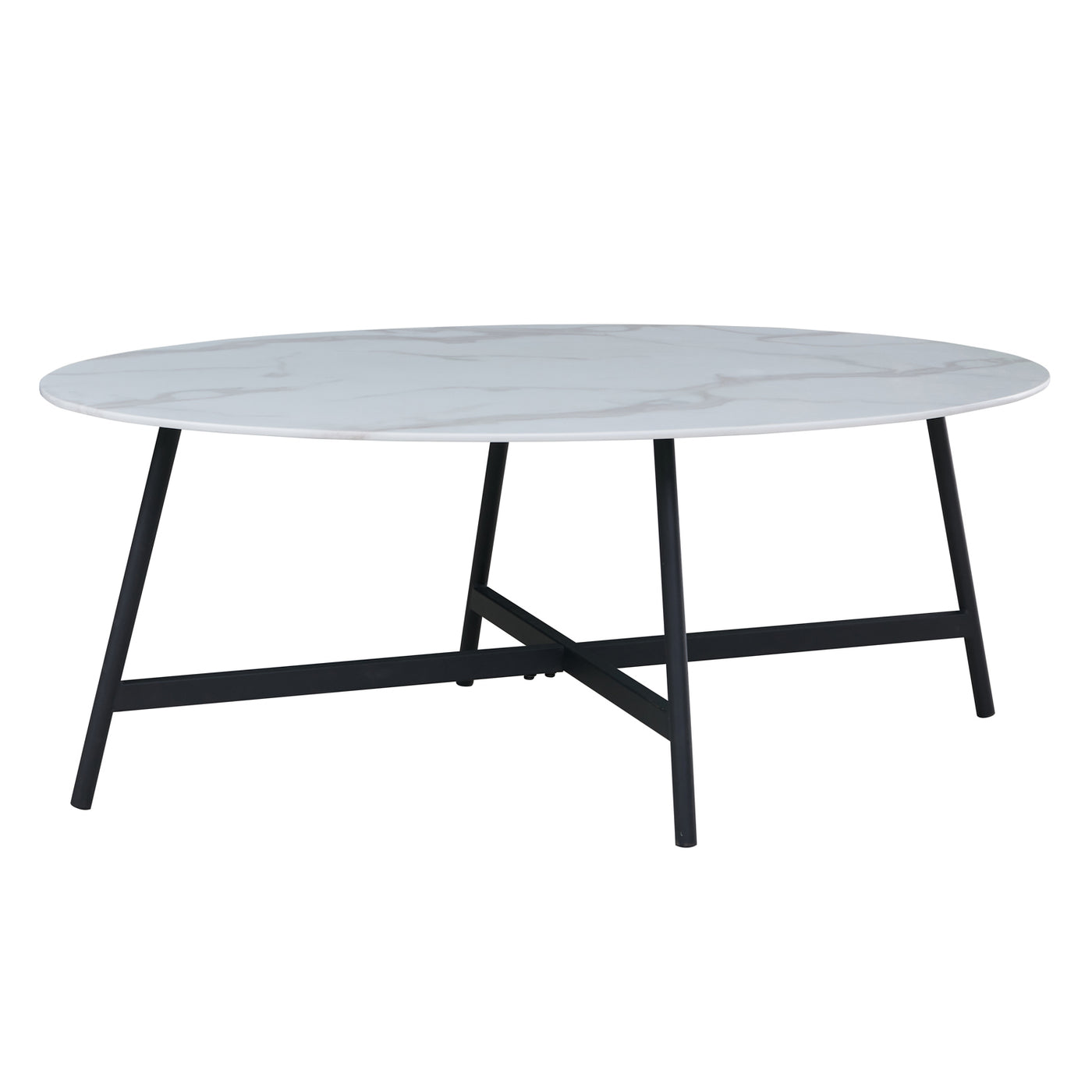 Bianca Oval Coffee Table in White Faux Marble