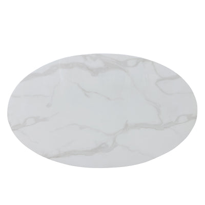 Bianca Oval Coffee Table in White Faux Marble