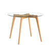 Olav 4-Person Round Dining Table in Glass & White Oak